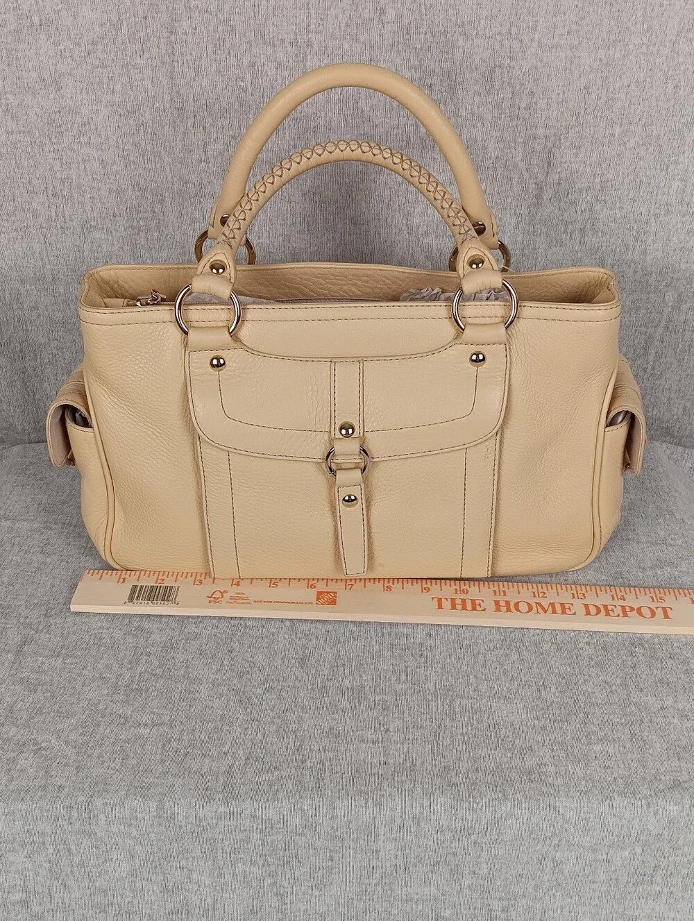 Vintage KATE LANDRY Boogie Bag Sand Leather Women's Satchel Handbag